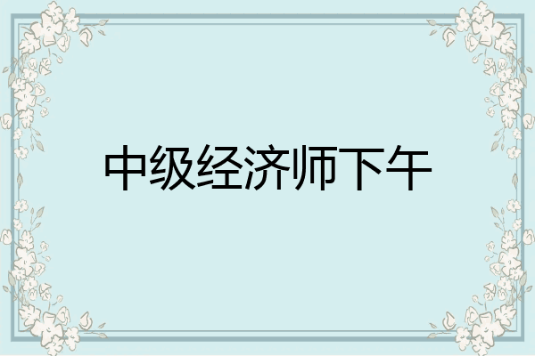中级经济师下午