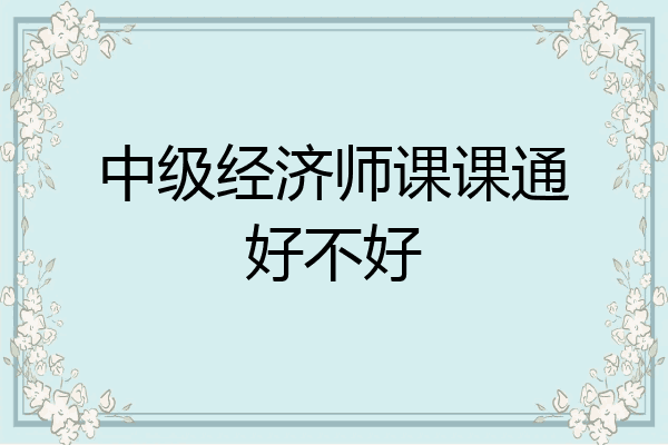 中级经济师课课通好不好