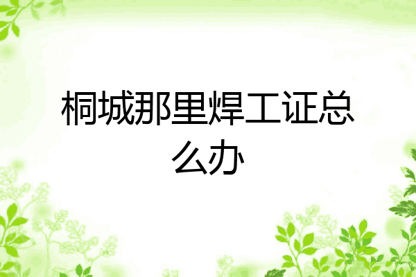 桐城那里焊工证总么办