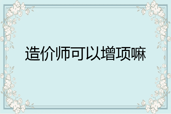 造价师可以增项嘛