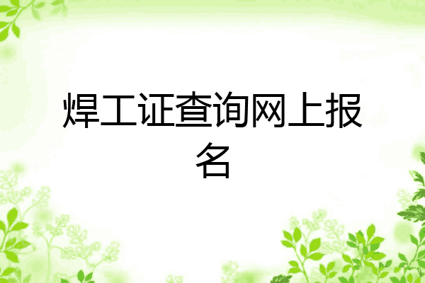 焊工证查询网上报名