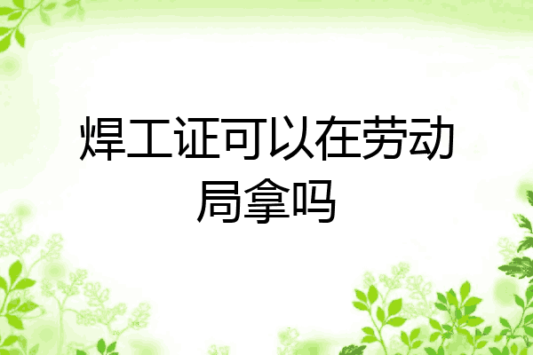 焊工证可以在劳动局拿吗