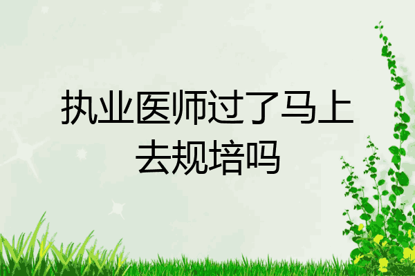 执业医师过了马上去规培吗
