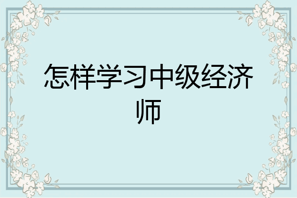 怎样学习中级经济师