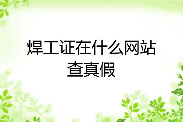 焊工证在什么网站查真假