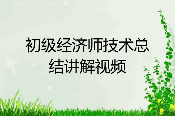 初级经济师技术总结讲解视频