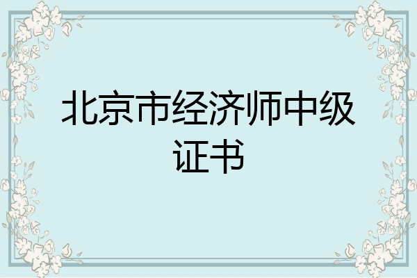 北京市经济师中级证书