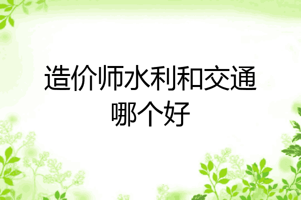 造价师水利和交通哪个好