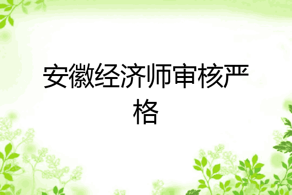 安徽经济师审核严格