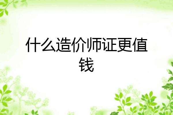 什么造价师证更值钱