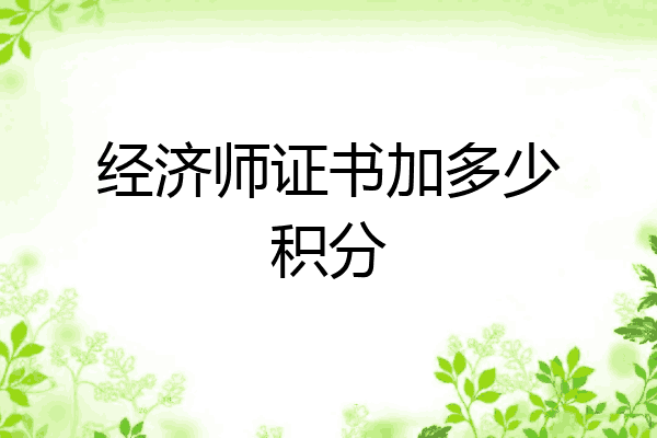 经济师证书加多少积分