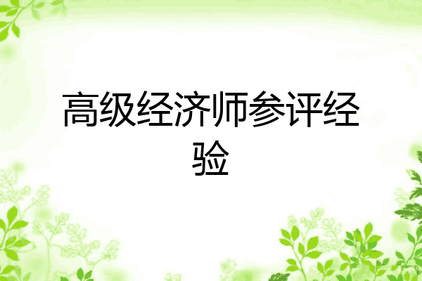 高级经济师参评经验
