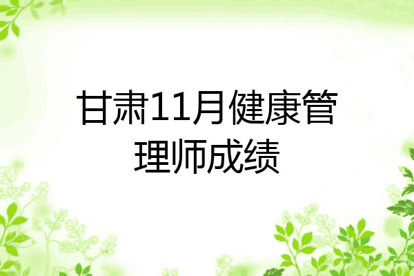 甘肃11月健康管理师成绩
