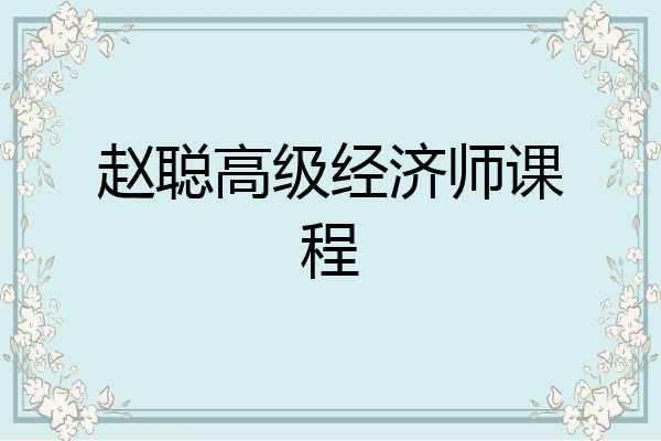 赵聪高级经济师课程