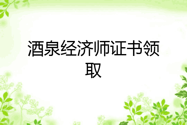 酒泉经济师证书领取