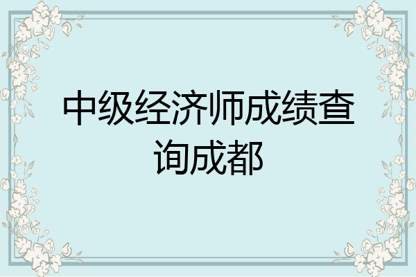 中级经济师成绩查询成都