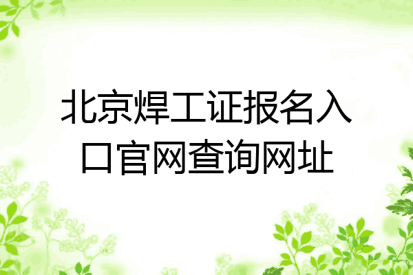 北京焊工证报名入口官网查询网址