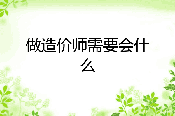 做造价师需要会什么