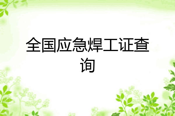 全国应急焊工证查询