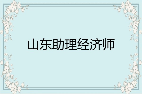 山东助理经济师