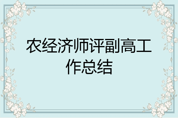 农经济师评副高工作总结