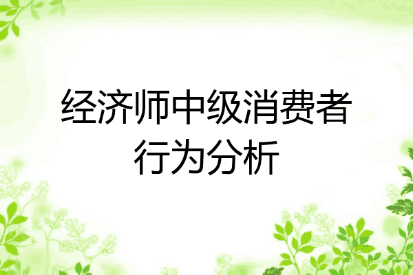 经济师中级消费者行为分析