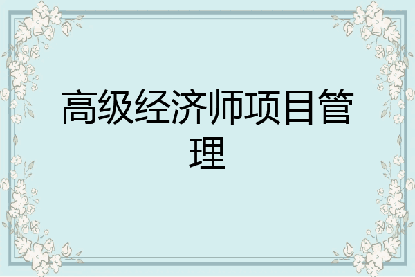 高级经济师项目管理