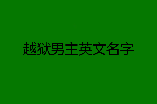 越狱男主英文名字