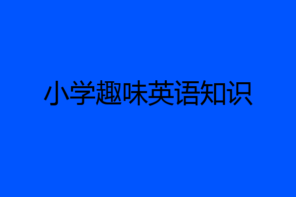 小学趣味英语知识