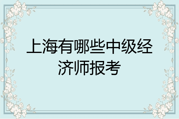 上海有哪些中级经济师报考
