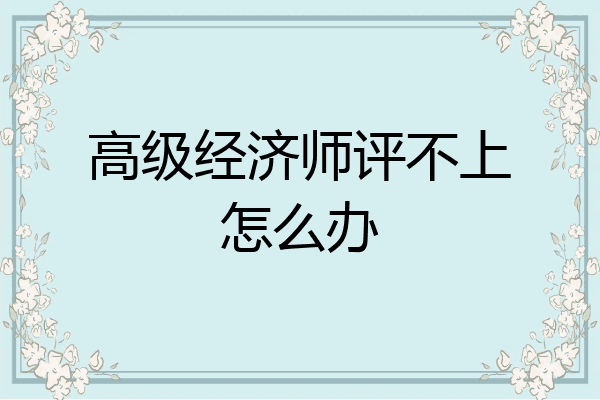 高级经济师评不上怎么办