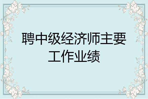 聘中级经济师主要工作业绩