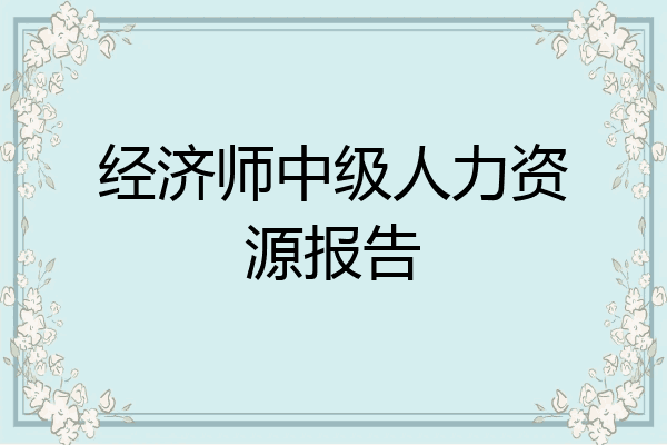 经济师中级人力资源报告