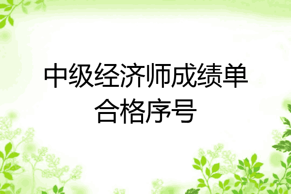 中级经济师成绩单合格序号