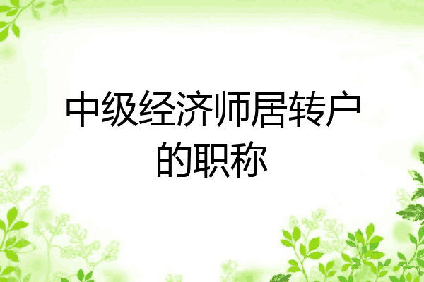 中级经济师居转户的职称