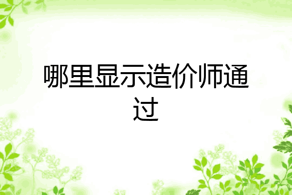 哪里显示造价师通过