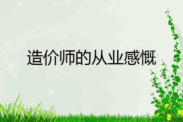 造价师的从业感慨