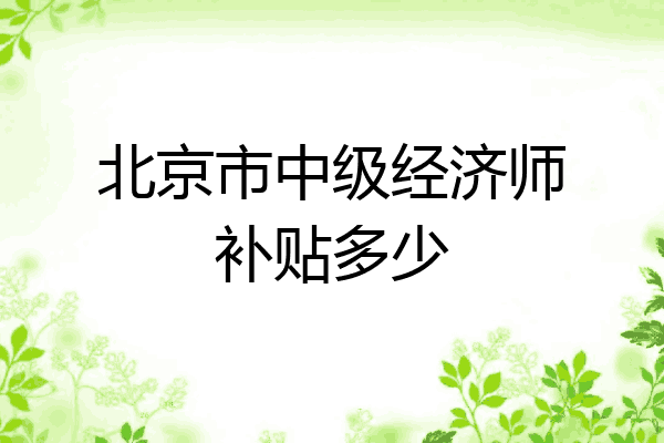 北京市中级经济师补贴多少