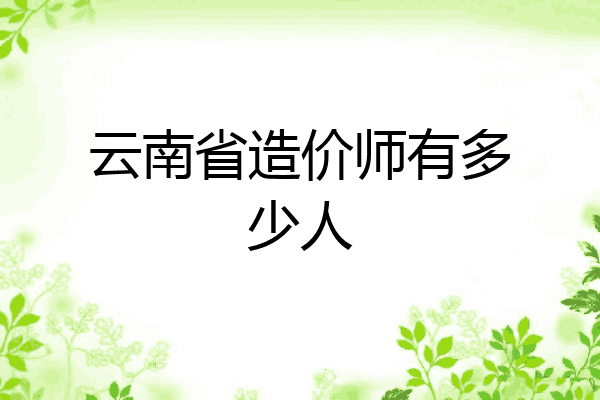 云南省造价师有多少人