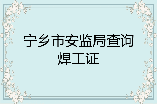 宁乡市安监局查询焊工证