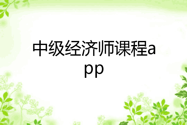 中级经济师课程app