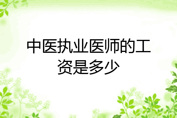 中医执业医师的工资是多少