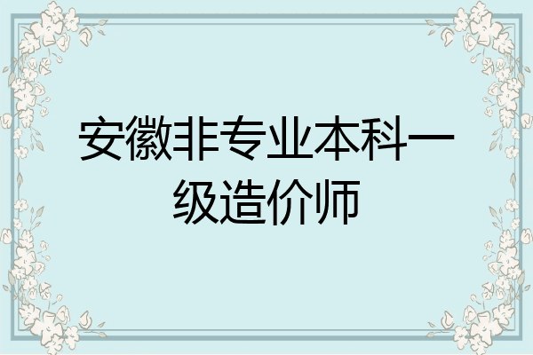 安徽非专业本科一级造价师