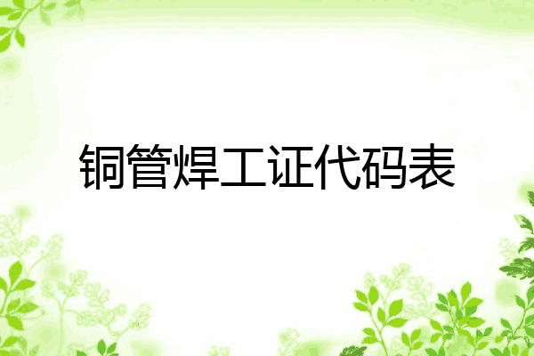 铜管焊工证代码表