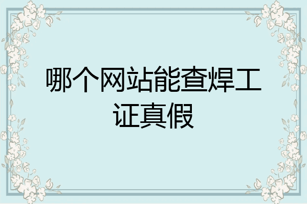 哪个网站能查焊工证真假