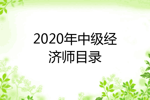 2020年中级经济师目录