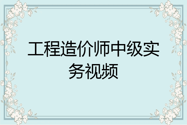 工程造价师中级实务视频