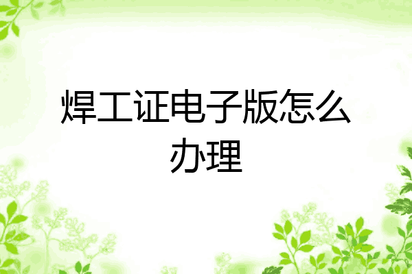 焊工证电子版怎么办理
