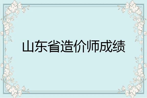 山东省造价师成绩