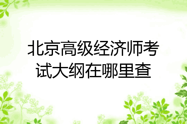 北京高级经济师考试大纲在哪里查